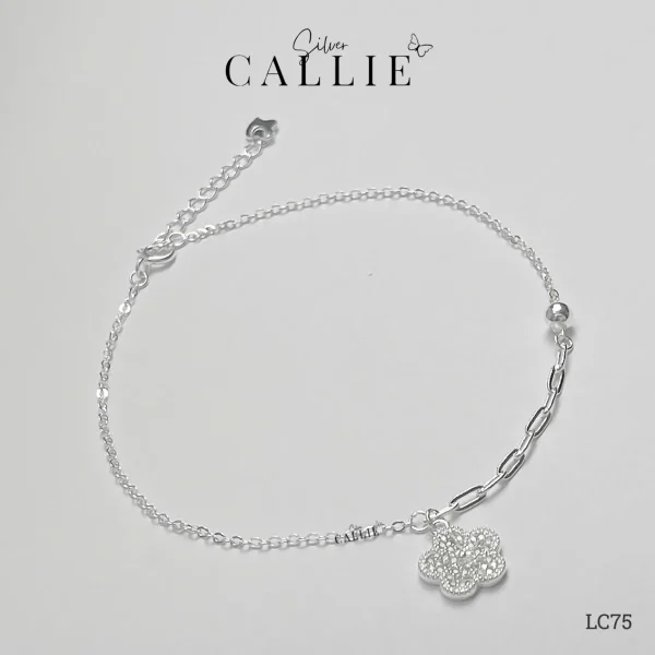 LC75 - Lắc chân bạc Callie Silver bông hoa đính đá
