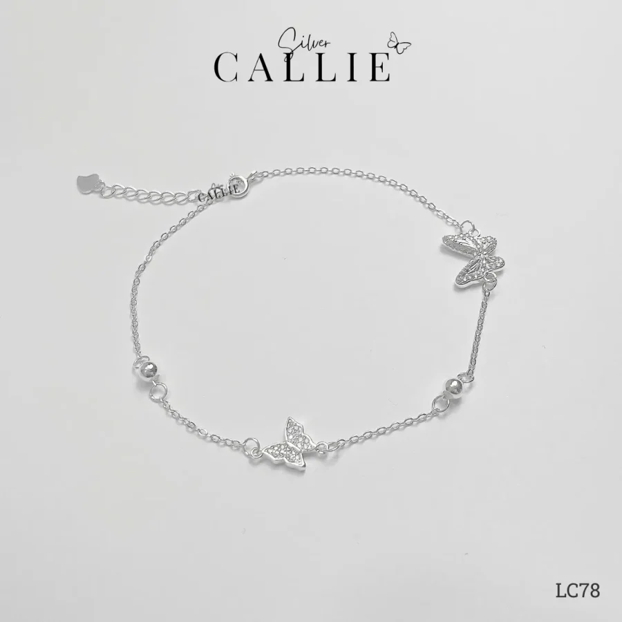 LC78 - Lắc chân bạc Callie Silver bươm bướm