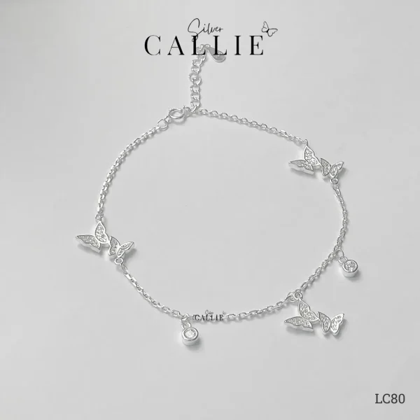 LC80 - Lắc chân bạc Callie Silver bướm đôi