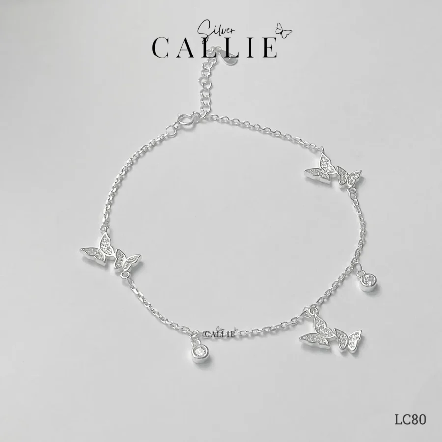 LC80 - Lắc chân bạc Callie Silver bướm đôi
