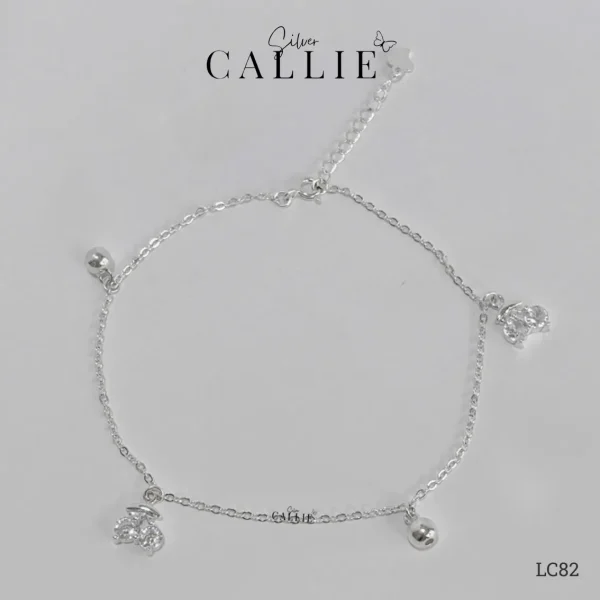 LC82 - Lắc Chân Bạc Callie Silver Cherry Đính Đá
