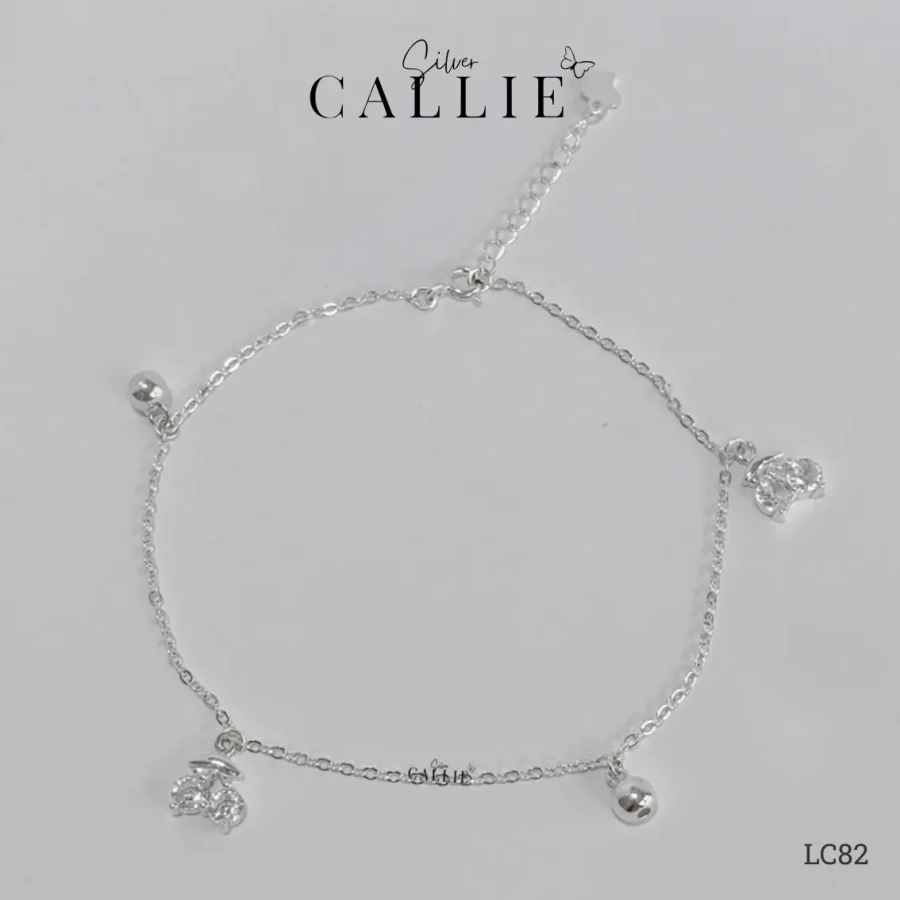 LC82 - Lắc Chân Bạc Callie Silver Cherry Đính Đá