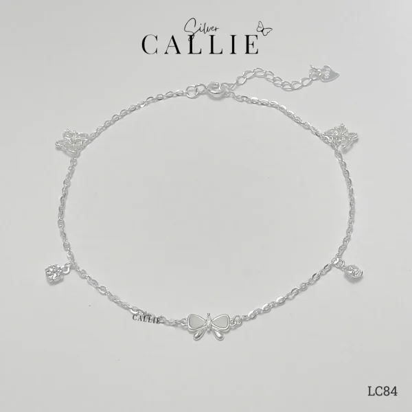 LC84 - Lắc chân bạc Callie Silver nơ xà cừ