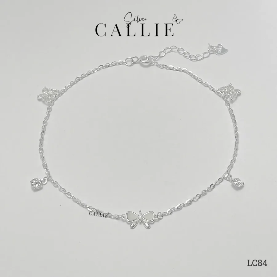 LC84 - Lắc chân bạc Callie Silver nơ xà cừ