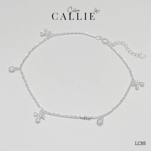 LC85 - Lắc chân bạc Callie Silver cherry đính đá