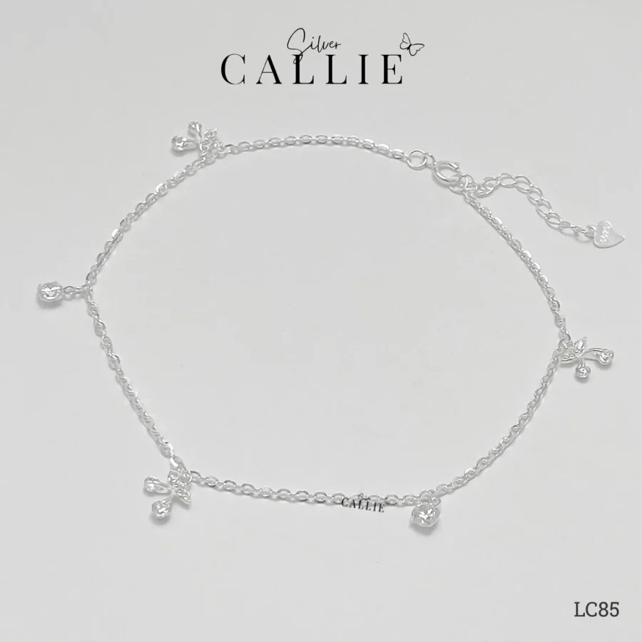 LC85 - Lắc chân bạc Callie Silver cherry đính đá
