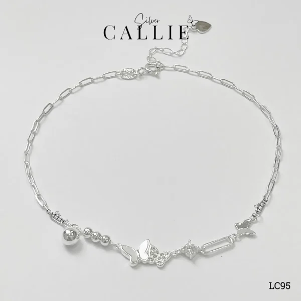 LC95 - Lắc chân bạc Callie Silver bướm đôi
