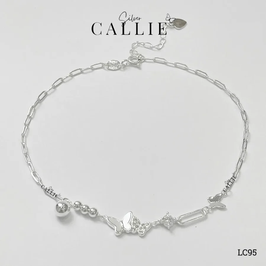 LC95 - Lắc chân bạc Callie Silver bướm đôi