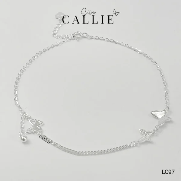 LC97 - Lắc chân bạc Callie Silver charm bướm kèm charm bi rơi