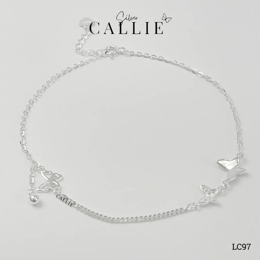 LC97 - Lắc chân bạc Callie Silver charm bướm kèm charm bi rơi