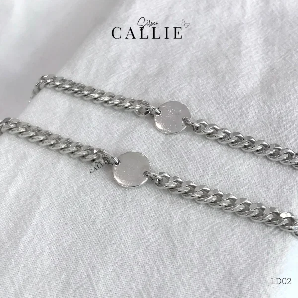 LD02 - Lắc tay bạc đôi Callie Silver Dây Khoen Lật 4li2