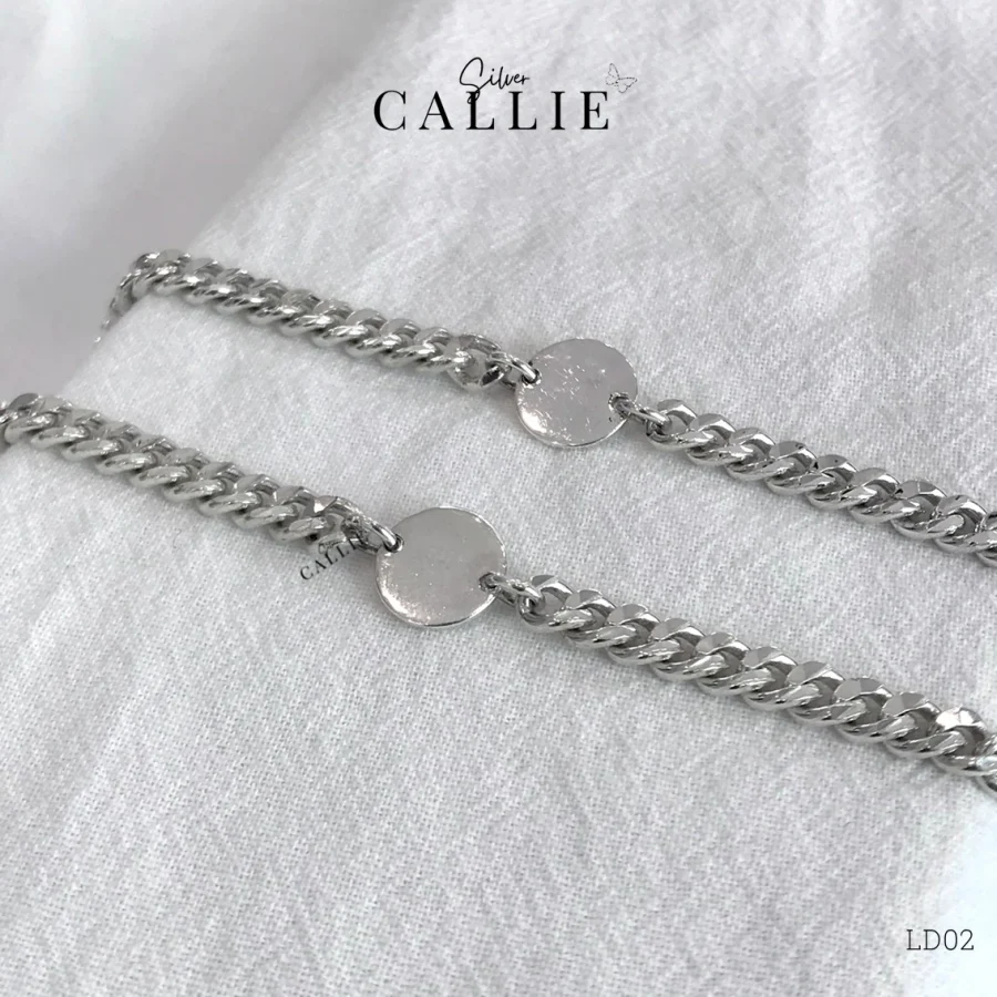 LD02 - Lắc tay bạc đôi Callie Silver Dây Khoen Lật 4li2