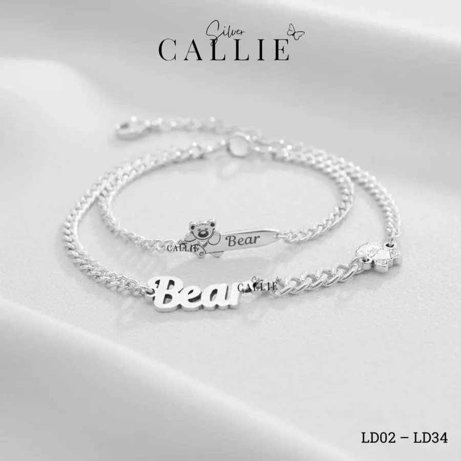 LD02 - LD34: Lắc tay bạc đôi Callie Silver Mẹ Và Bé Kèm Charm Theo Yêu Cầu