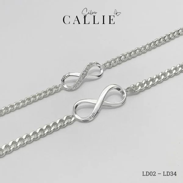 LD02 - LD34: Lắc Bạc Đôi Callie Silver Vô Cực Dây Lật