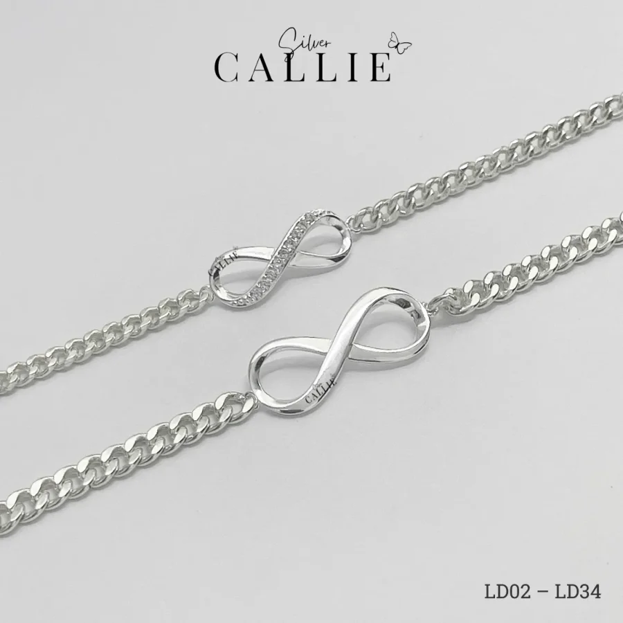 LD02 - LD34: Lắc Bạc Đôi Callie Silver Vô Cực Dây Lật