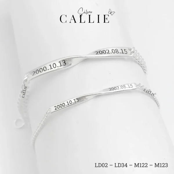 LD02 - LD34: Lắc tay bạc thiết kế Callie Silver mặt xoắn