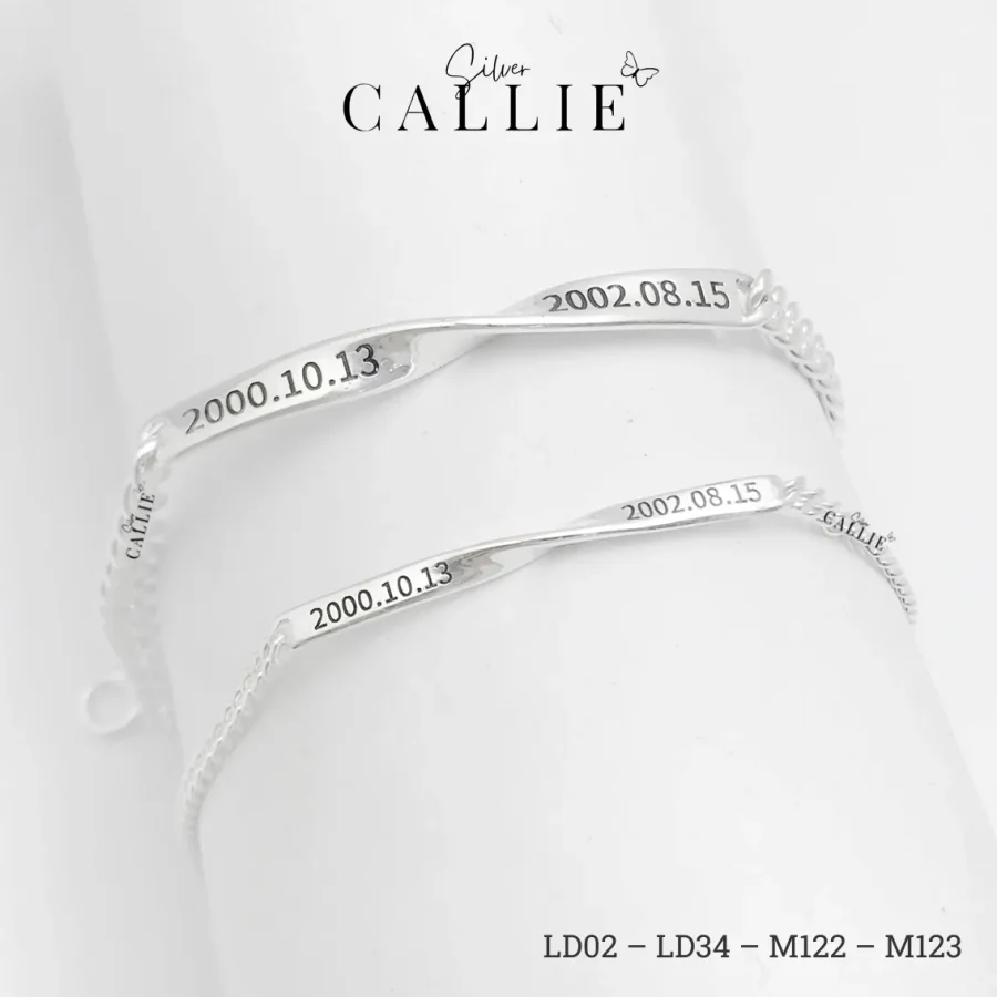 LD02 - LD34: Lắc tay bạc thiết kế Callie Silver mặt xoắn