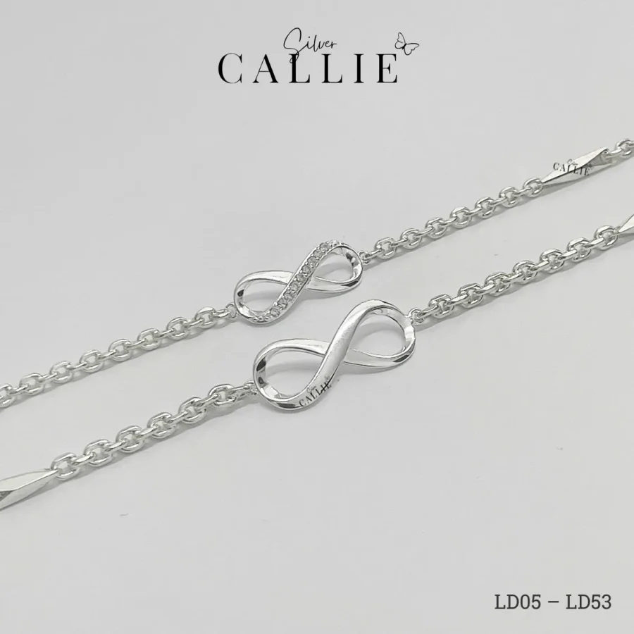 LD05 - LD53: Lắc Bạc Đôi Callie Silver Vô Cực Dây Có Thanh Bạc