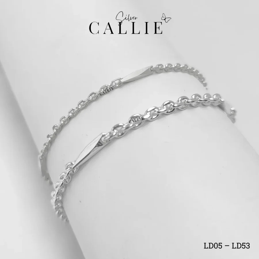LD05 - LD53: Lắc Đôi Bạc Callie Silver Xích Xen Kẽ Thanh Bạc