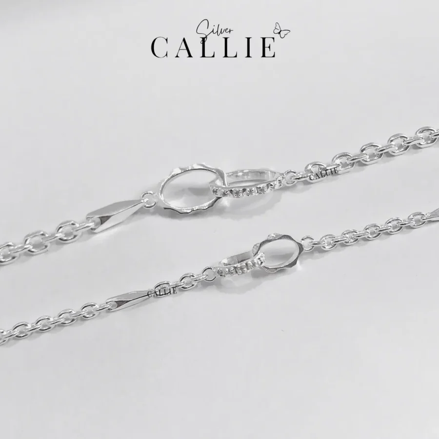 LD05 - LD53: Lắc tay đôi thiết kế Callie Silver 2 mặt lồng nhau
