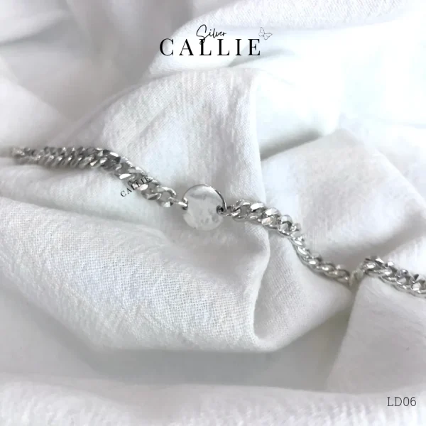 LD06 - Lắc tay bạc Callie Silver sợi xoắn dày 5mm kèm thẻ tròn