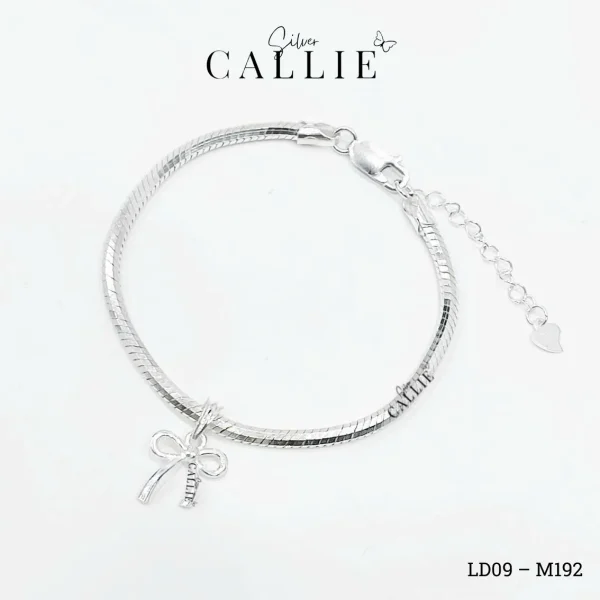 LD09 - M192: Lắc tay bạc Callie Silver nơ ruy băng trơn