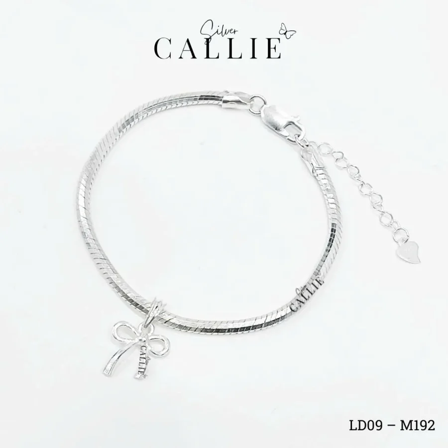 LD09 - M192: Lắc tay bạc Callie Silver nơ ruy băng trơn