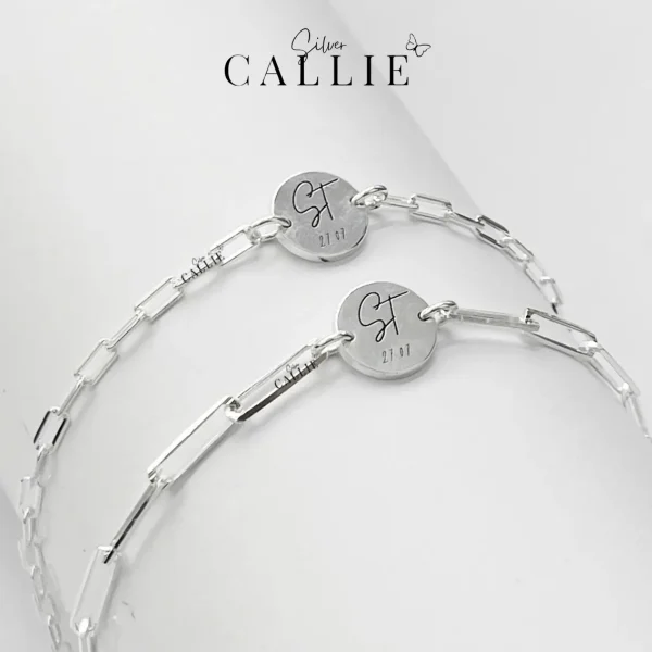 LD15 - LD14: Lắc Đôi Bạc Callie Silver Xích Vuông