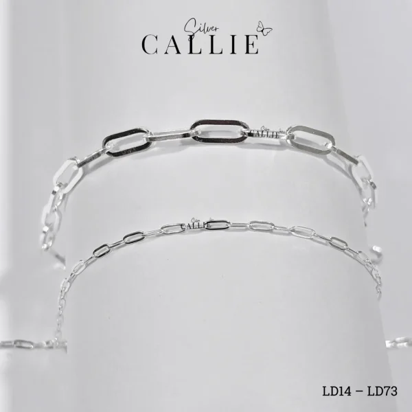 LD73 - LD14: Lắc tay bạc đôi Callie Silver móc xích bo tròn