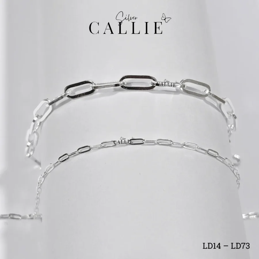 LD73 - LD14: Lắc tay bạc đôi Callie Silver móc xích bo tròn