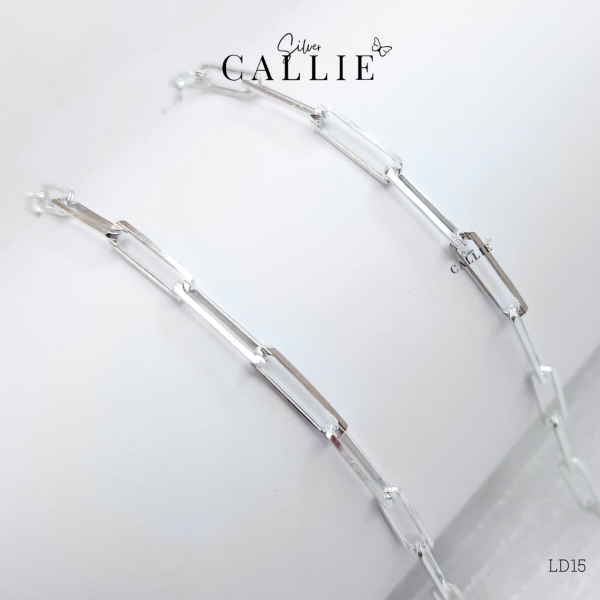 LT389 – Lắc Tay Bạc Callie Silver Dây Hình Chữ Nhật 3.2x11mm