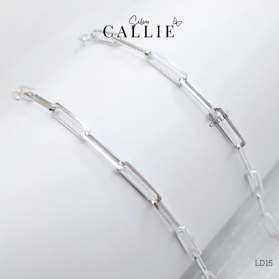 LT389 – Lắc Tay Bạc Callie Silver Dây Hình Chữ Nhật 3.2x11mm