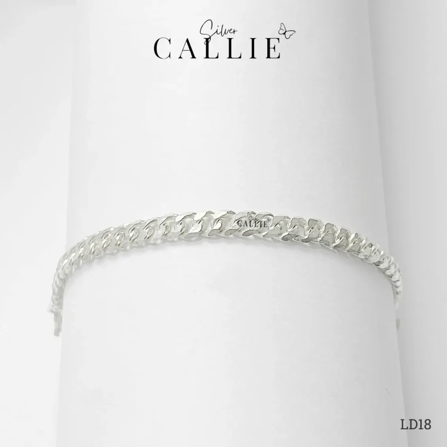 LD18 - Lắc tay bạc Callie Silver dây khoen lật 4li7