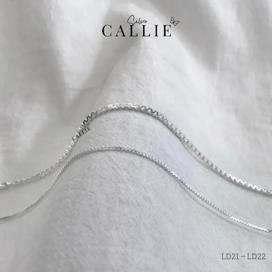 LD21 - LD22: Lắc đôi bạc Callie Silver móc s vuông