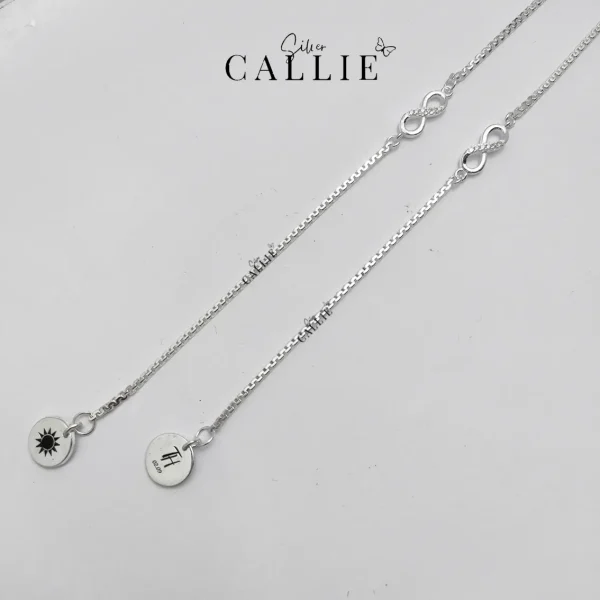LD21 - Lắc Tay Đôi Callie Silver Vô Cực Kèm Charm Khắc