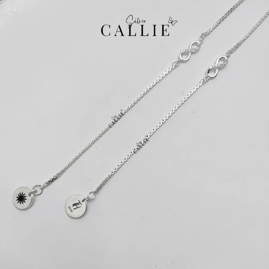 LD21 - Lắc Tay Đôi Callie Silver Vô Cực Kèm Charm Khắc
