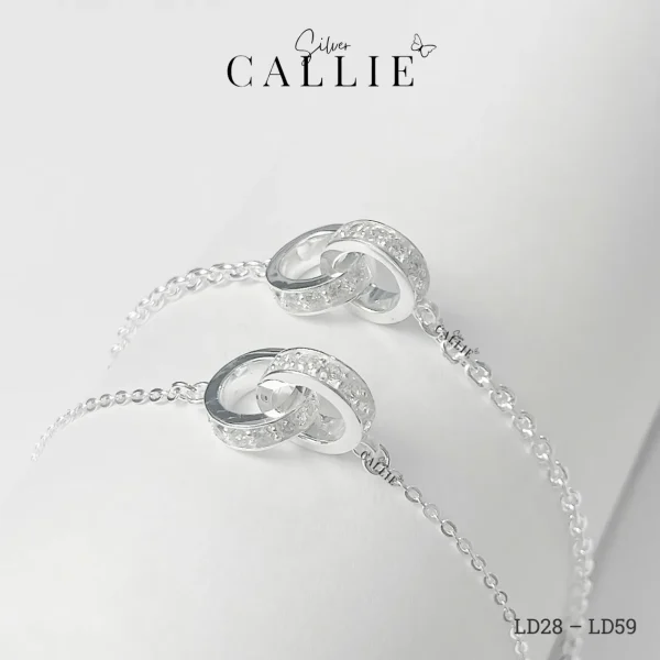LD28 - LD59: Lắc tay đôi thiết kế Callie Silver 2 vòng đính đá