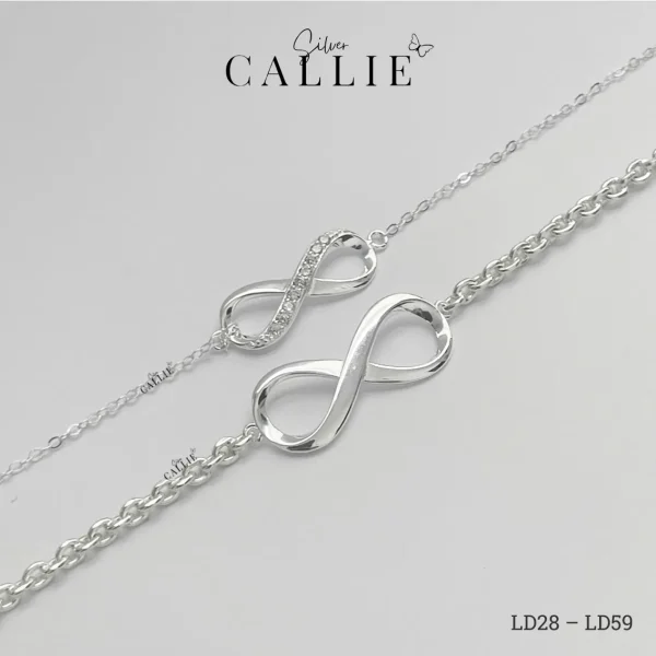 LD28 - LD59: Lắc Bạc Đôi Callie Silver Vô Cực Dây Móc