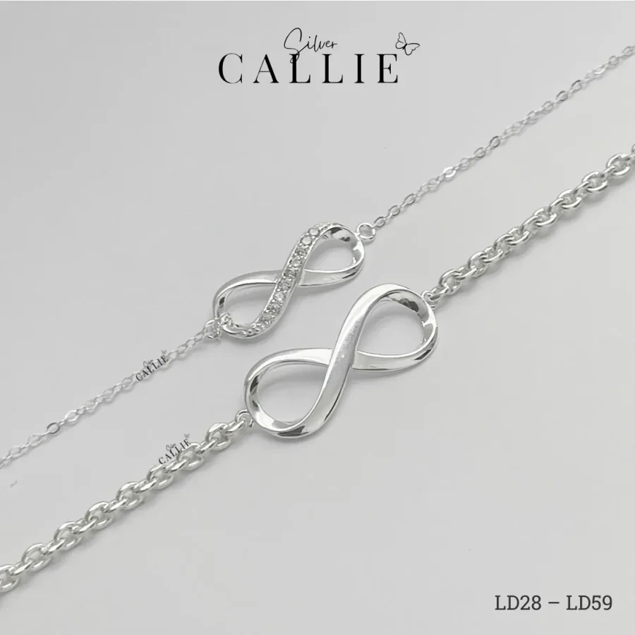 LD28 - LD59: Lắc Bạc Đôi Callie Silver Vô Cực Dây Móc