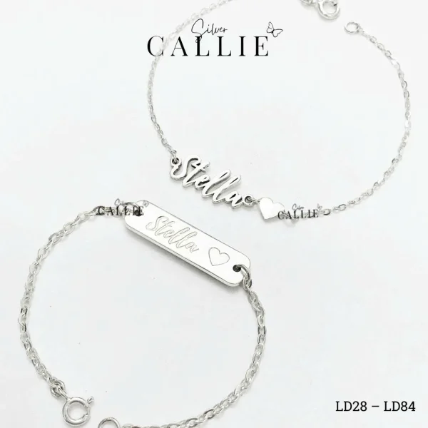 LD28 - LD84: Lắc tay bạc đôi Callie Silver Mẹ Và Bé Kèm Charm Tên Theo Yêu Cầu