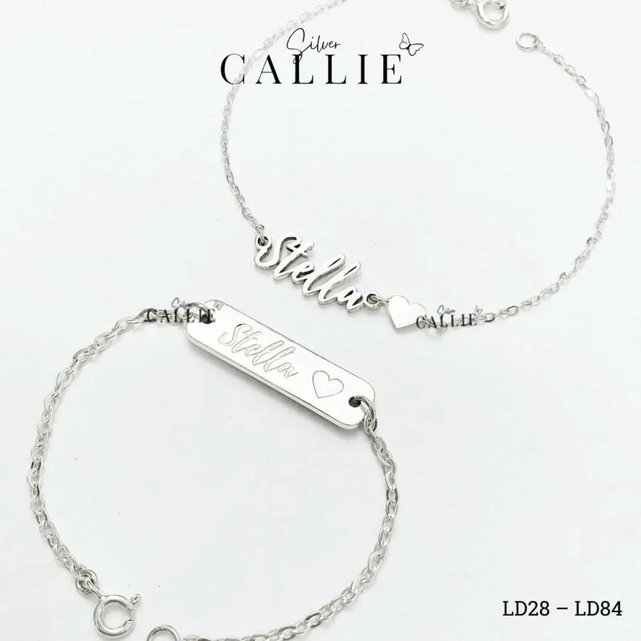 LD28 - LD84: Lắc tay bạc đôi Callie Silver Mẹ Và Bé Kèm Charm Tên Theo Yêu Cầu