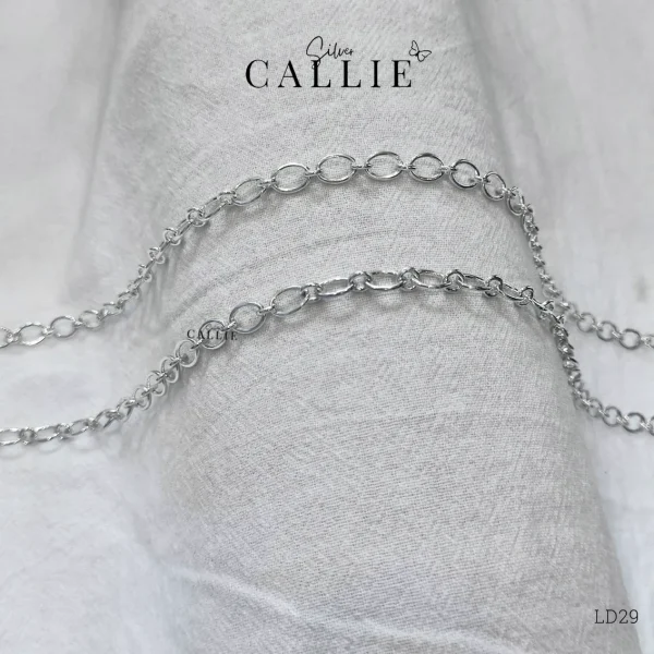 LD29 - Lắc tay đôi Callie Silver móc tròn