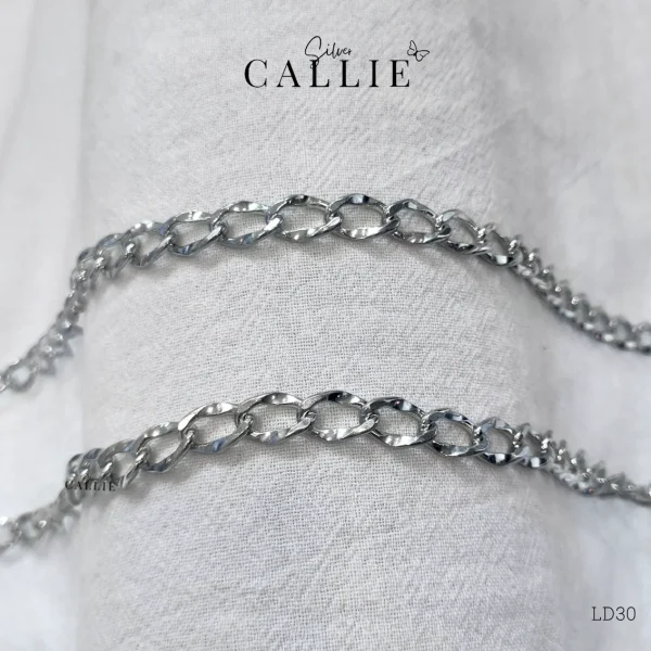 LD30 - Lắc đôi bạc Callie Silver dạng lật