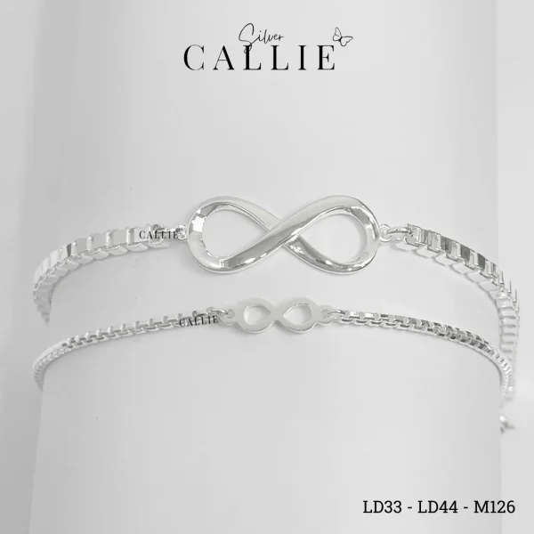 LD33 - LD44: Lắc tay bạc đôi Callie Silver vô cực