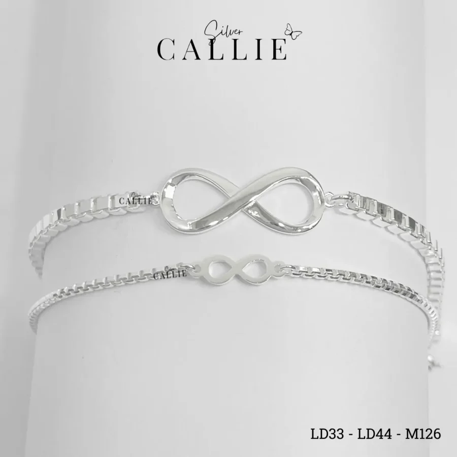 LD33 - LD44: Lắc tay bạc đôi Callie Silver vô cực