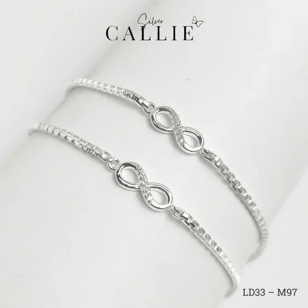 LD33 - M97: Lắc Tay Bạc Đôi Callie Silver Dây Hộp Vô Cực