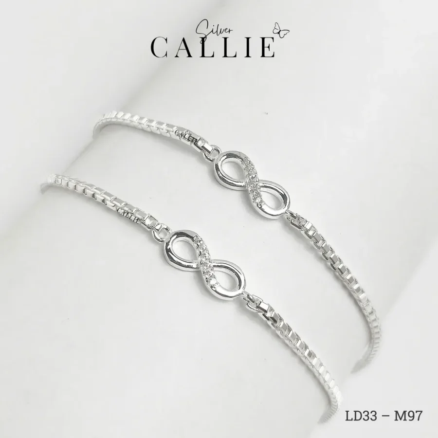LD33 - M97: Lắc Tay Bạc Đôi Callie Silver Dây Hộp Vô Cực