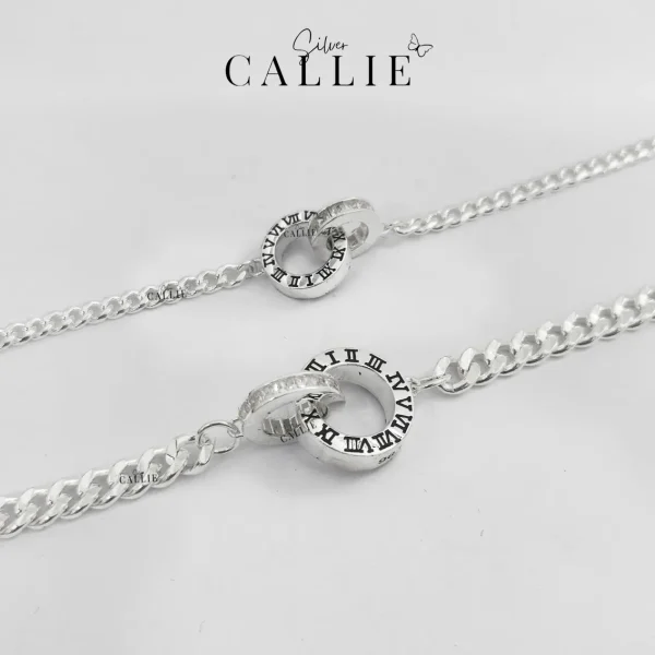 LD34 - LD06: Lắc Tay Đôi Callie Silver Vô Cực Vĩnh Cửu Đen
