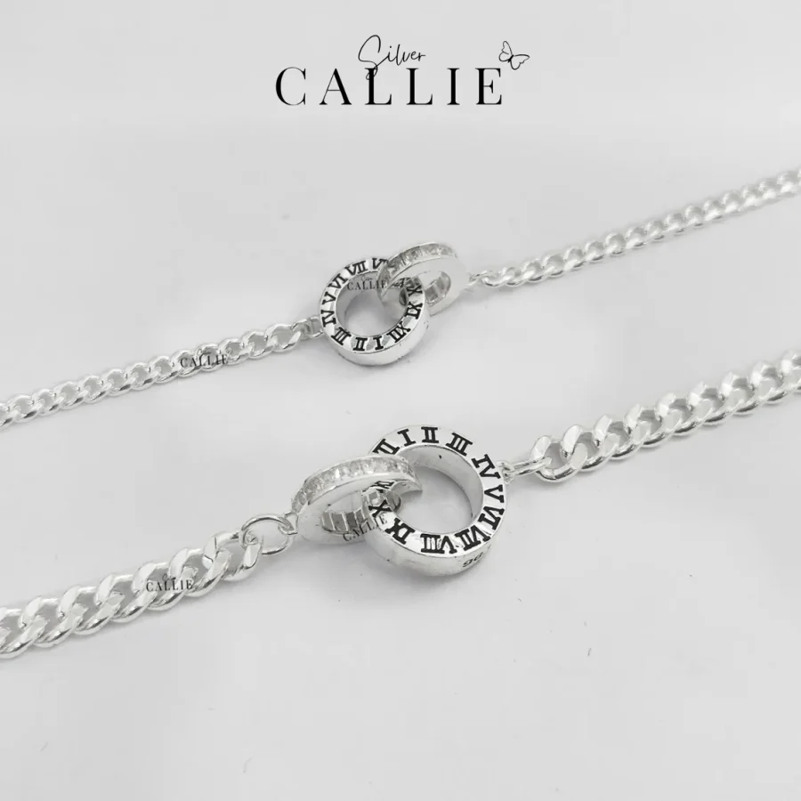 LD34 - LD06: Lắc Tay Đôi Callie Silver Vô Cực Vĩnh Cửu Đen
