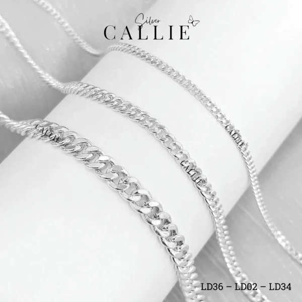 Lắc tay vĩnh cửu Callie Silver dây khoen lật (cm)